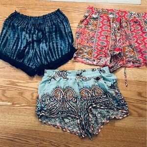 3 Pairs Print Target  Sleep Shorts Size Medium Elastic Band Waist